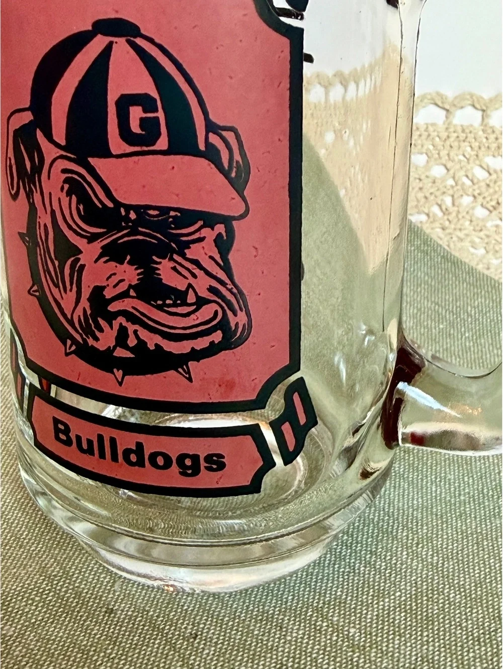 Vintage 1980 Georgia Bulldogs National Champions Glass Beer Mug UGA Dawgs